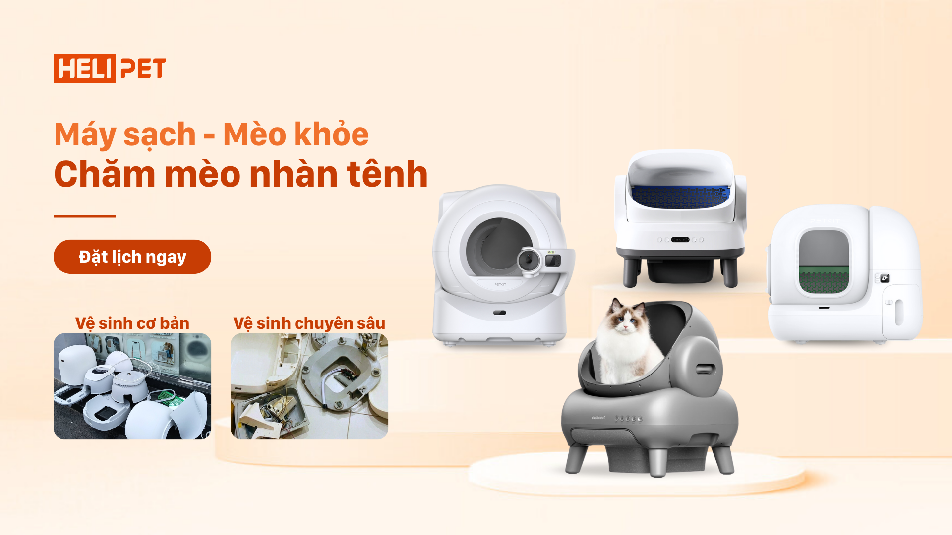 Máy vệ sinh mèo sạch sẽ