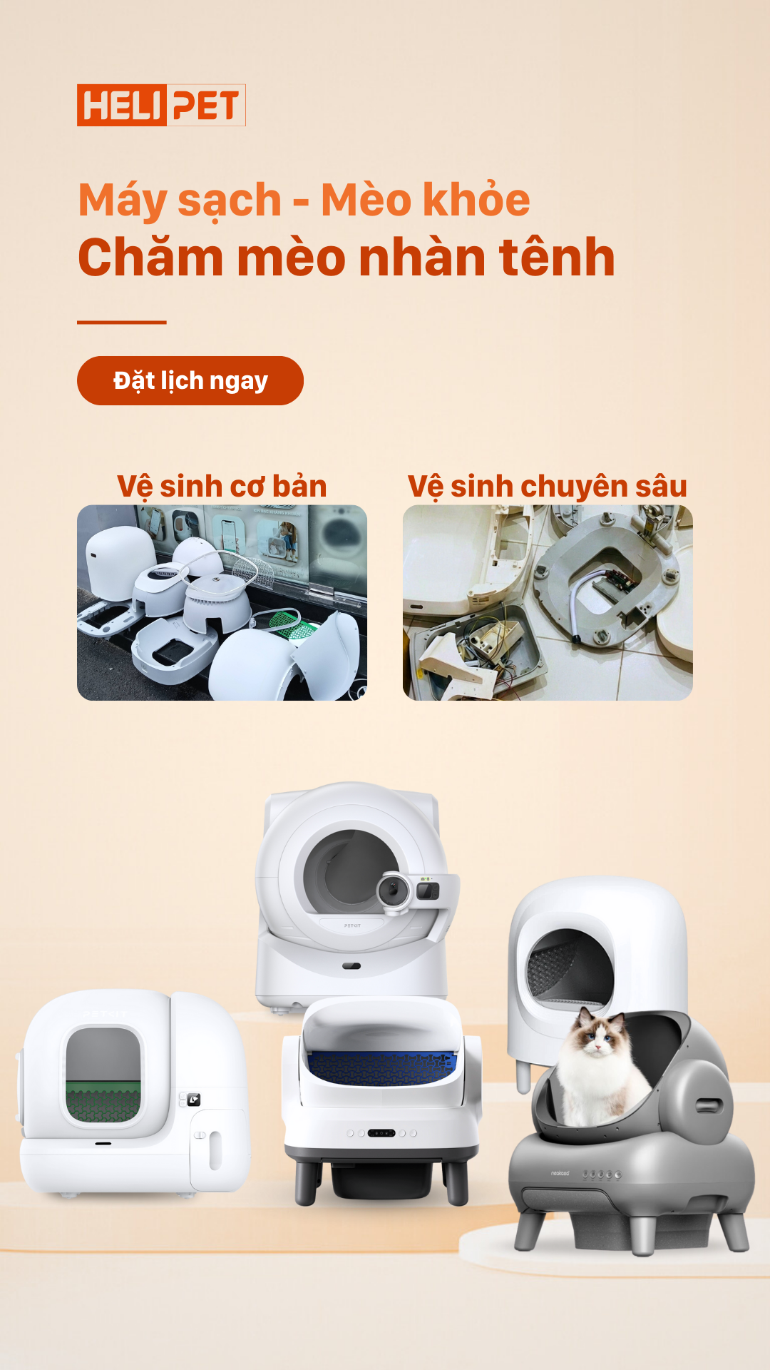 Máy vệ sinh mèo sạch sẽ